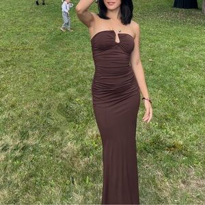 Peppermayo Chocolate Strapless Dress